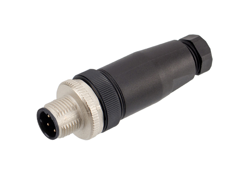 M12 CONNECTOR D CODE PLUG SCREW TERMINATION FIELD INSTALLATION 4POS MALE STRAIGHT
